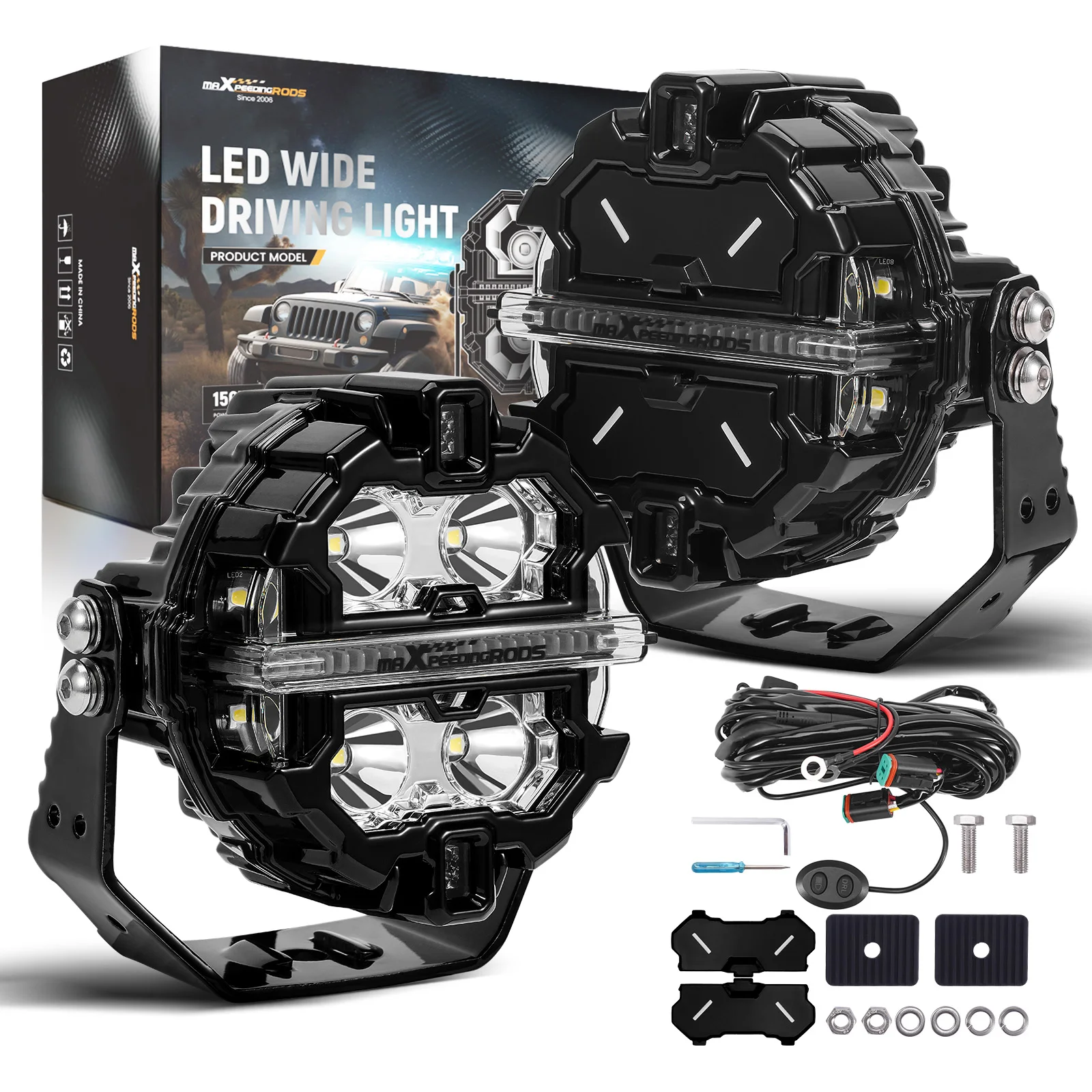 Spot Beam LED Pod Lights For Off Road Vehicle 3.5inch 160W White Amber DRL IP68