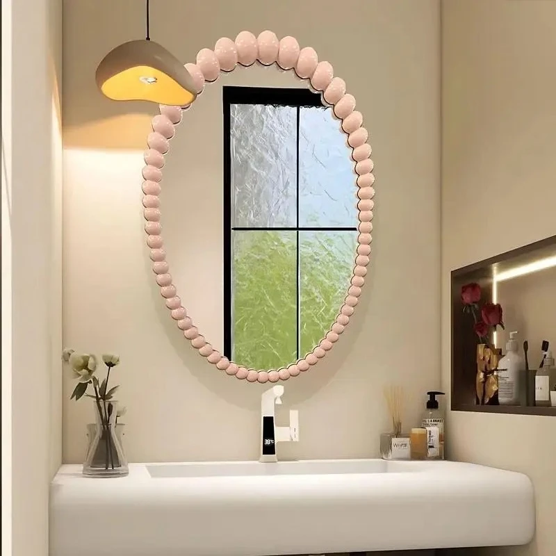 Oval Bathroom Wall-Mounted French Style Home Bathroom Smart Anti-Fog Makeup Mirror