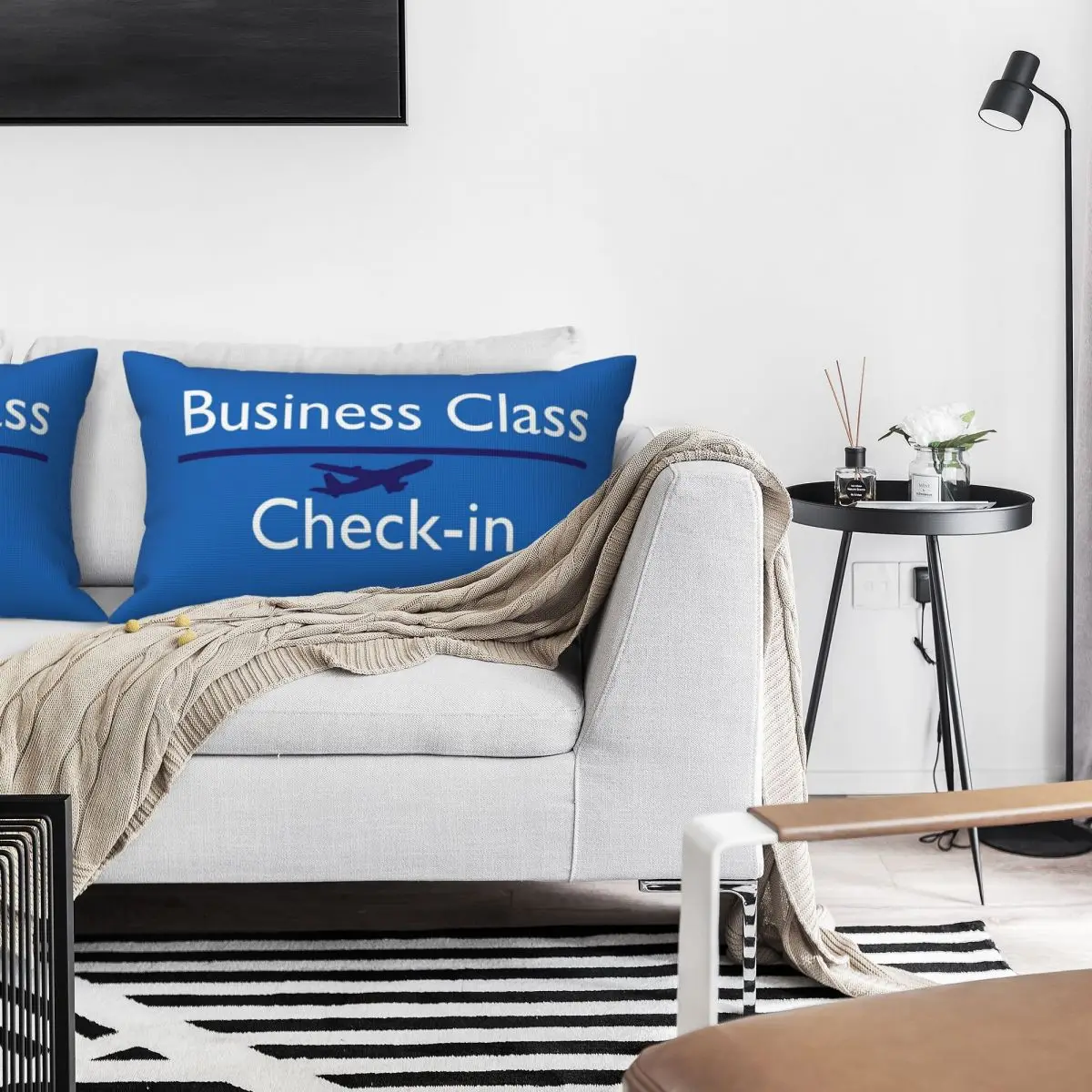 BUSINESS CLASS Check-in Rectangle Linen Pillowcase Cushion Cover Polyester Decorative Bedroom Home Comfort Throw Pillow