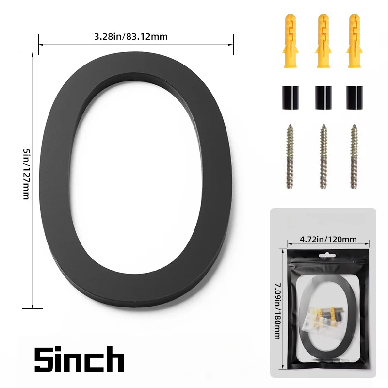 1PC 5inch Address Big Modern Door Alphabet Floating House Number Letters Sign #0-9 Black Numbers  Home Outdoor