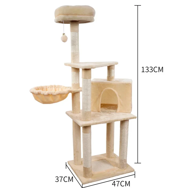 Cat Tower Hammock Cat Tree House Toy Bed Basket Big Condo Tunnel Home Ball Ceiling Ramp Outdoor Nest Swing Wooden Supplies Pet