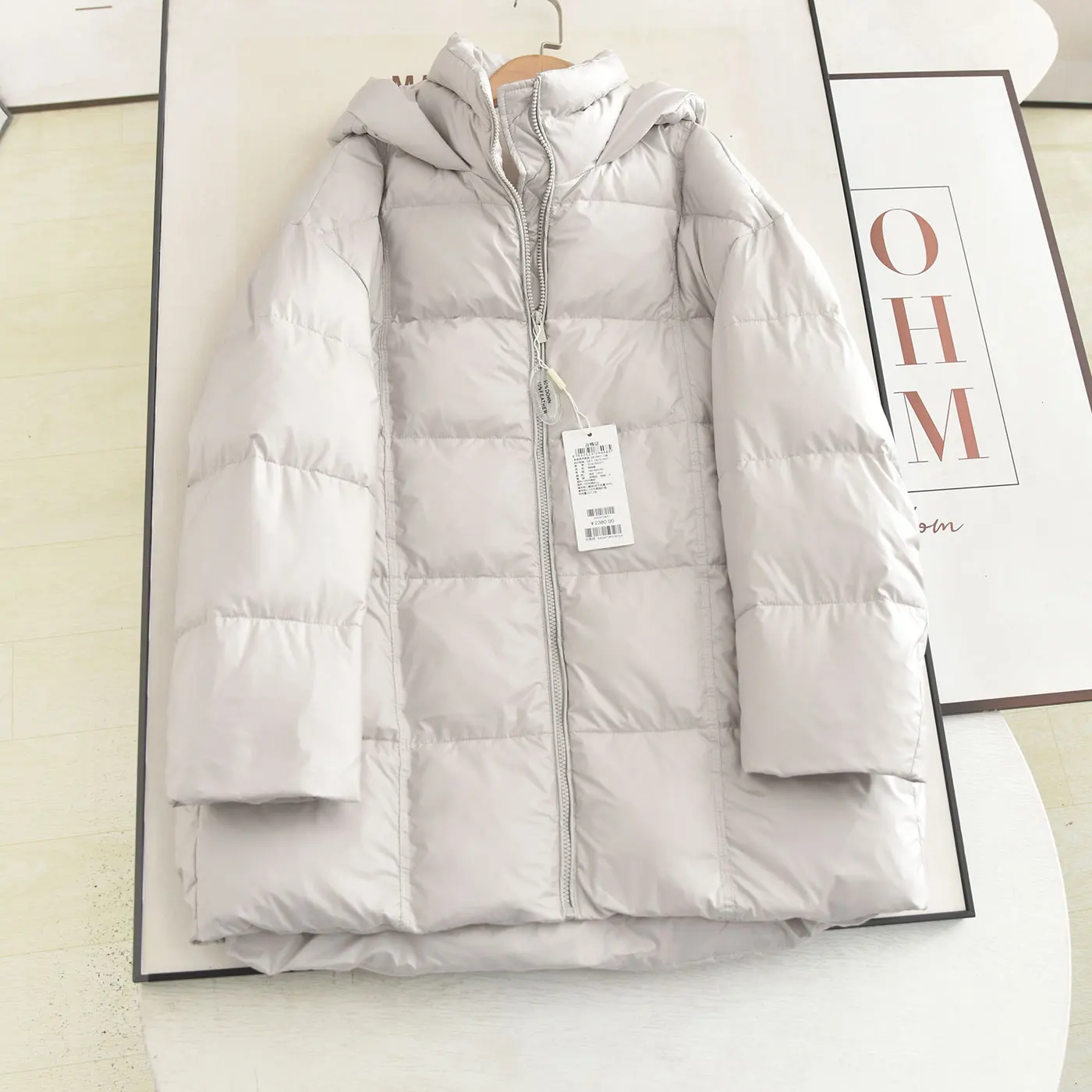 

McSystem 2022, зимнее новое корейское свободное простое модное пальто с капюшоном, универсальное пуховое пальто средней длины для женщин