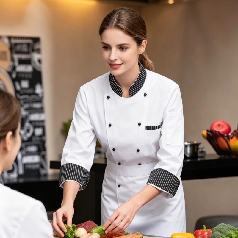 Restaurant Cafeteria Kitchen Specific Chef's Work Uniform, Unisex Oil Resistant Uniform, Cake Shop Staff Specific Workwear