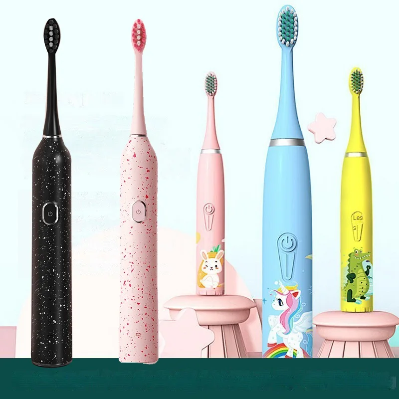 

Sonic Electric Family Gift Set Toothbrush Kids Battery Mode Adult USB Rechargeable Starlight Colour Soft Bristles Waterproof