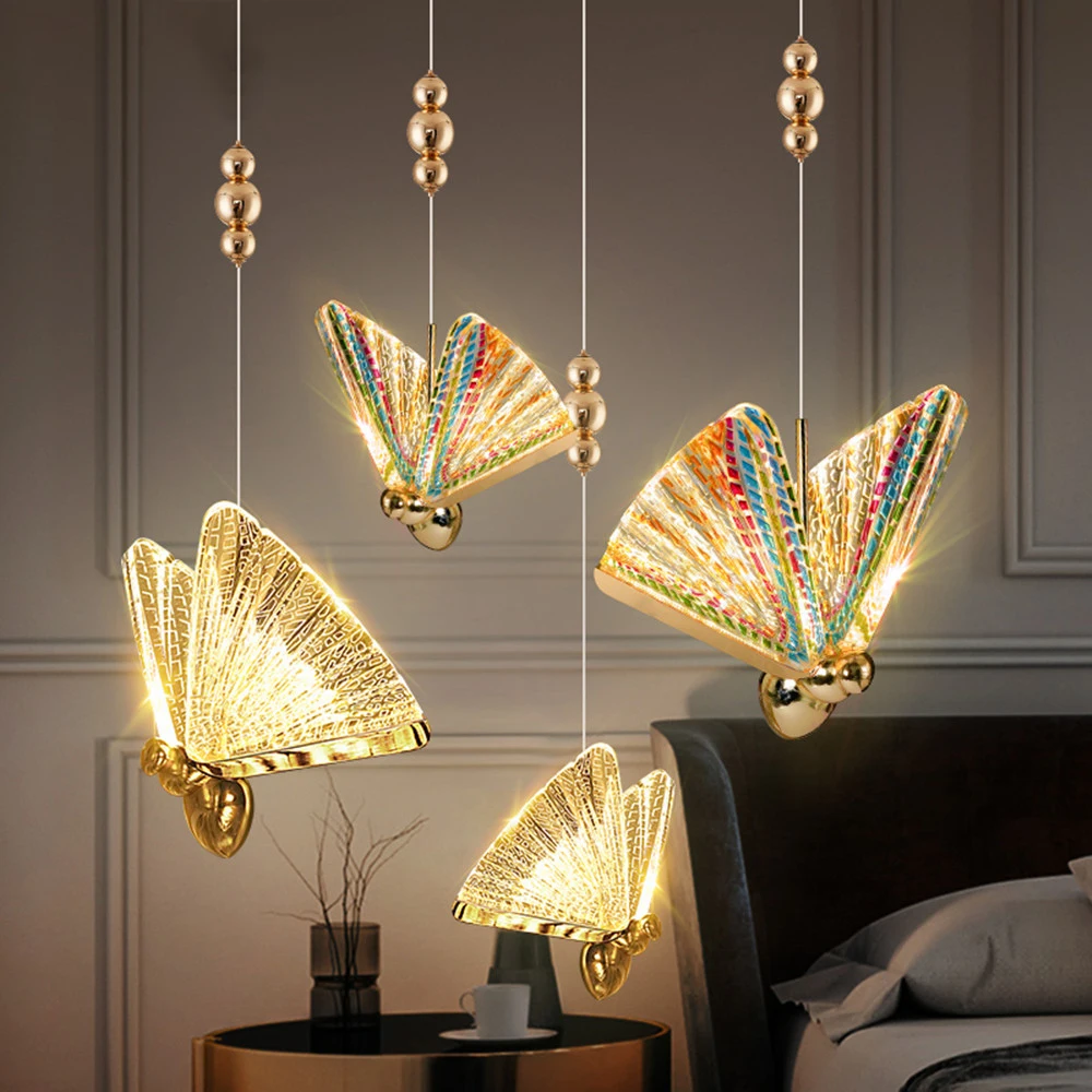 

Butterfly Led Pendant Lights Nordic Hanging Lamp Indoor Lighting For Bedside Living Dining Room Kitchen pendente iluminação