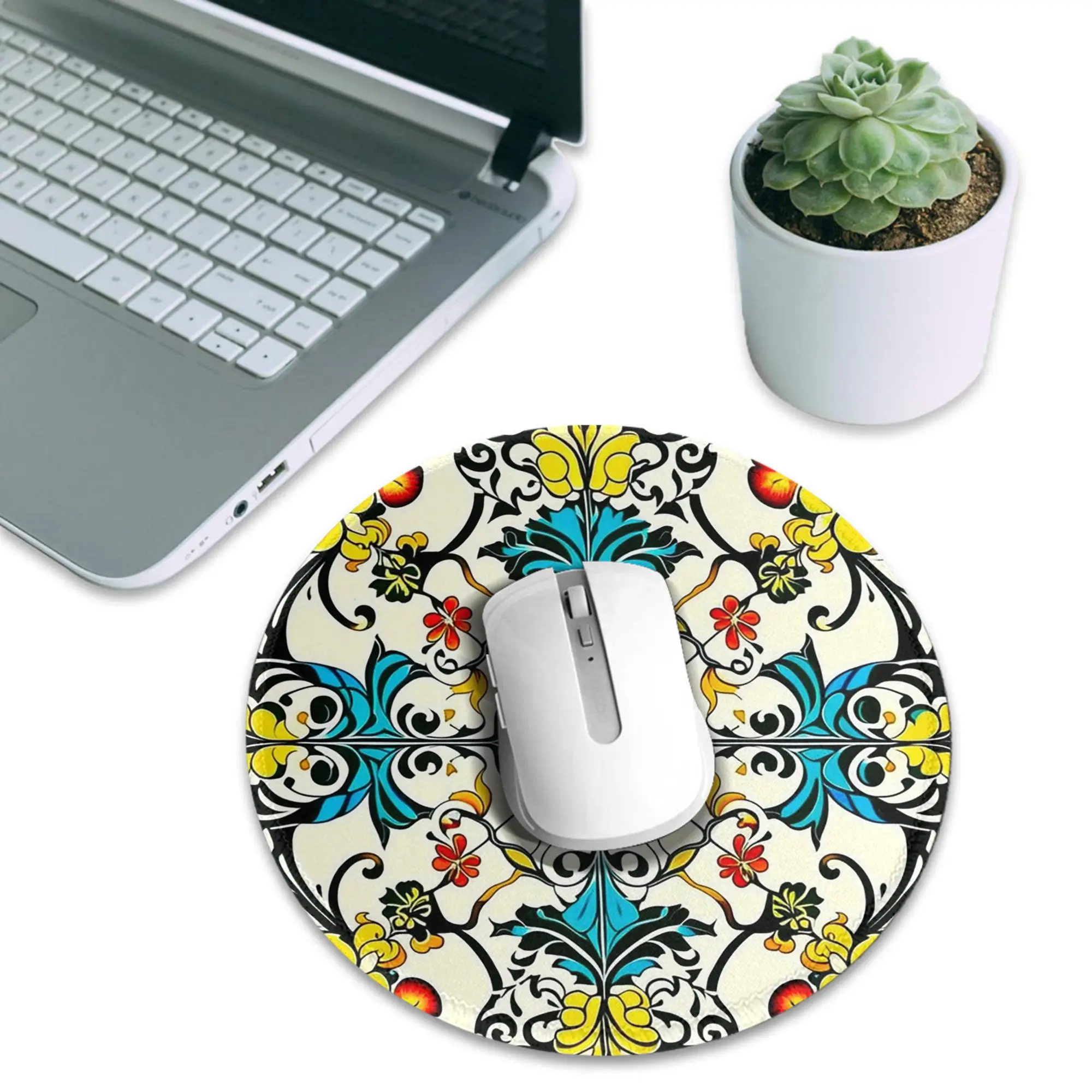 Classic Sicilian Tile Style Mouse Pad Computer Keyboard Mouse Mat Gaming PC Laptop Desk Mat Office Accessories Table Mats