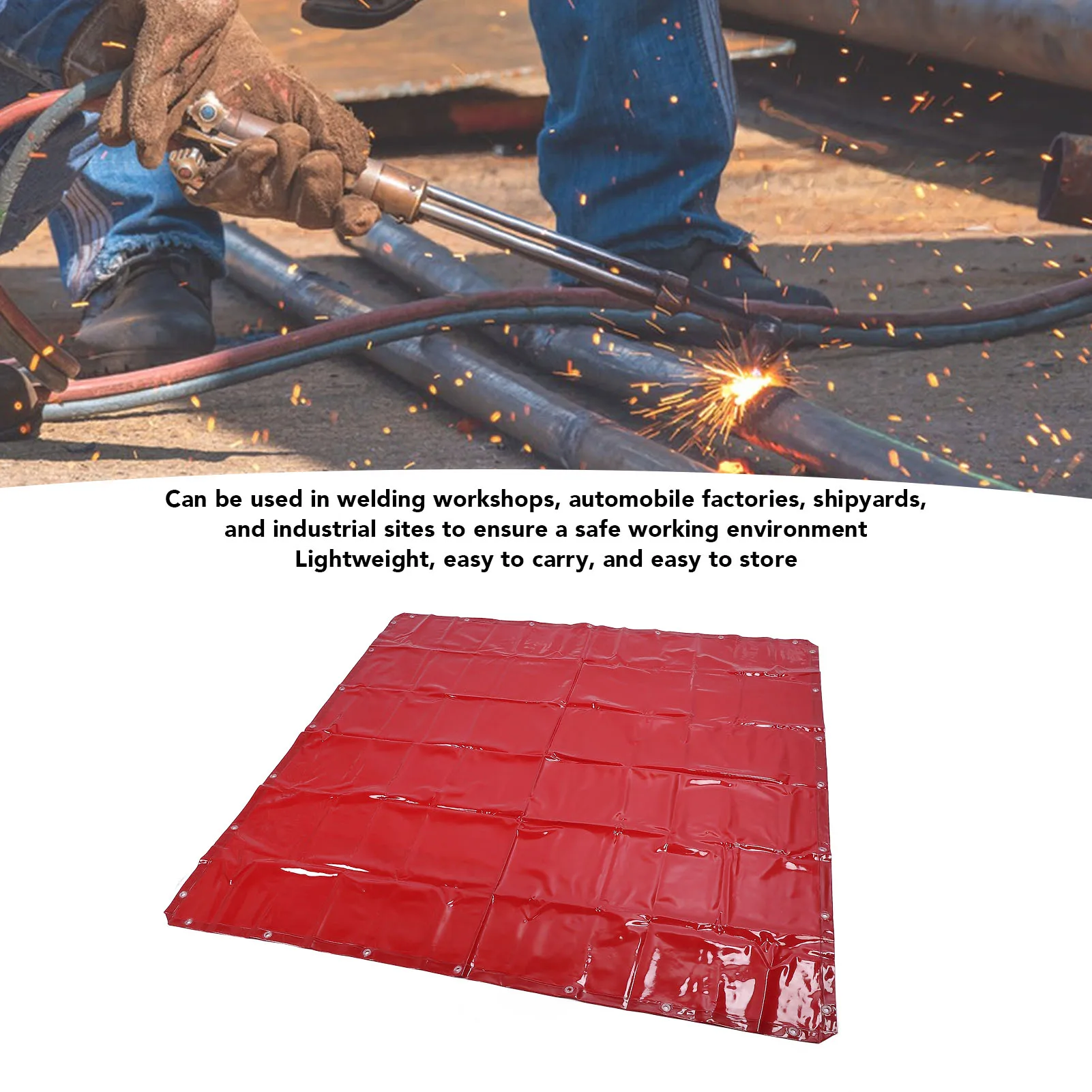 เชื่อมผ้าม่านหน้าจอ 5.7x5.7ft สีแดงสารหน่วงไฟกันน้ําระดับ 6 UV ป้องกัน Polyethylene เชื่อมผ้าม่านสําหรับ Workshop