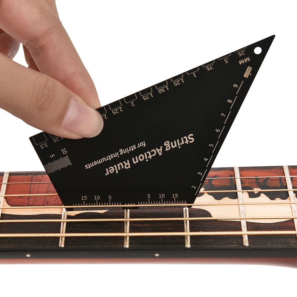 أوتار جيتار من الفولاذ المقاوم للصدأ مسطرة ارتفاع الحركة تسوية الجيتار 2 في 1 أداة Luthier للجيتار القيثارة باس