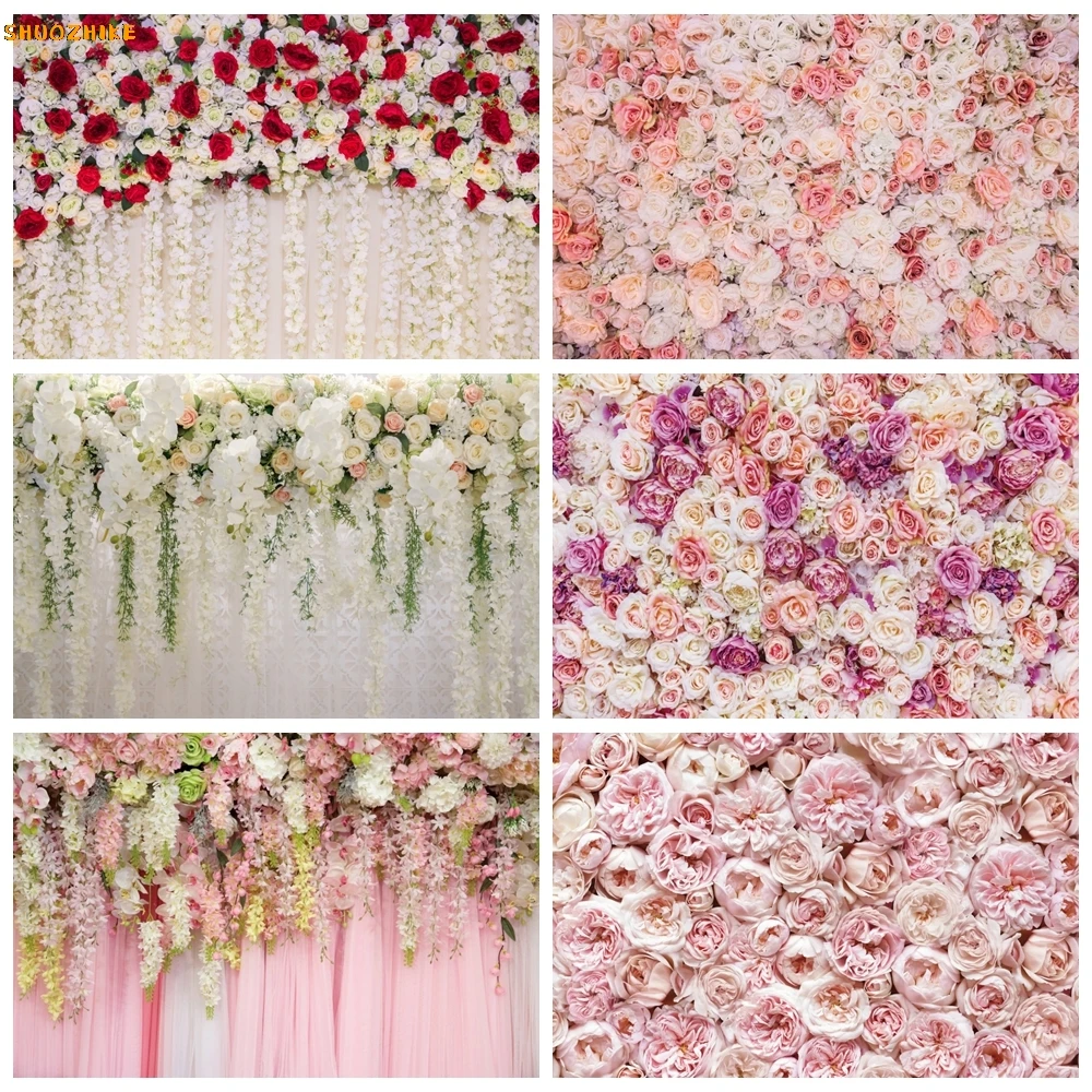 

Floral Flower Wall Backdrops Marriage Ceremony Wedding Birthday Decoration Bridal Shower Photo Background for Photography Props