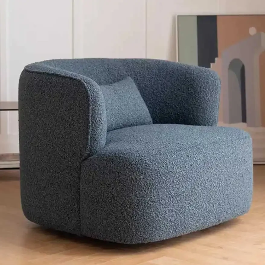 

fabric sofa curved lamb wool small sofa Nordic modern simple cream white single casual