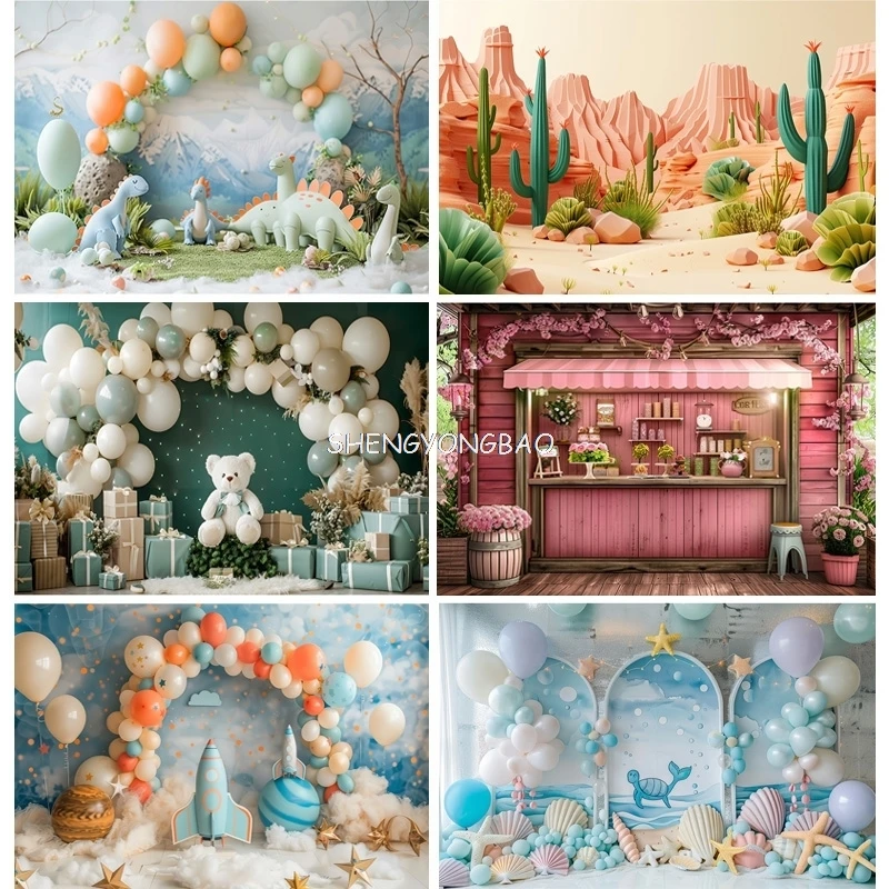 

Happy Birthday Party Photography Backdrop Baby Shower Newborn Portrait Colorful Balloon Arch Decor Photo Studio Background AR-06