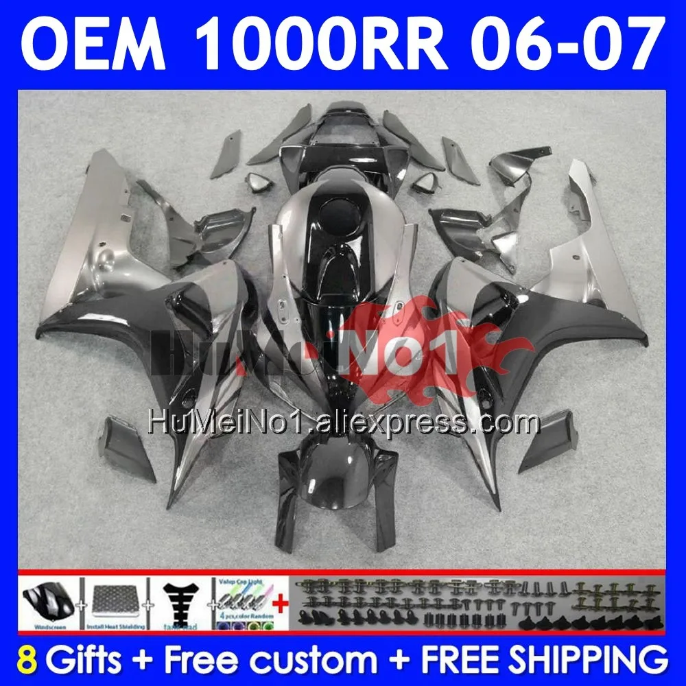 100% Fit Injection For HONDA CBR 1000 RR CC 1000RR 1000CC 60No.45 Silver black CBR1000 RR CBR1000RR 2006 2007 06 07 OEM Fairing