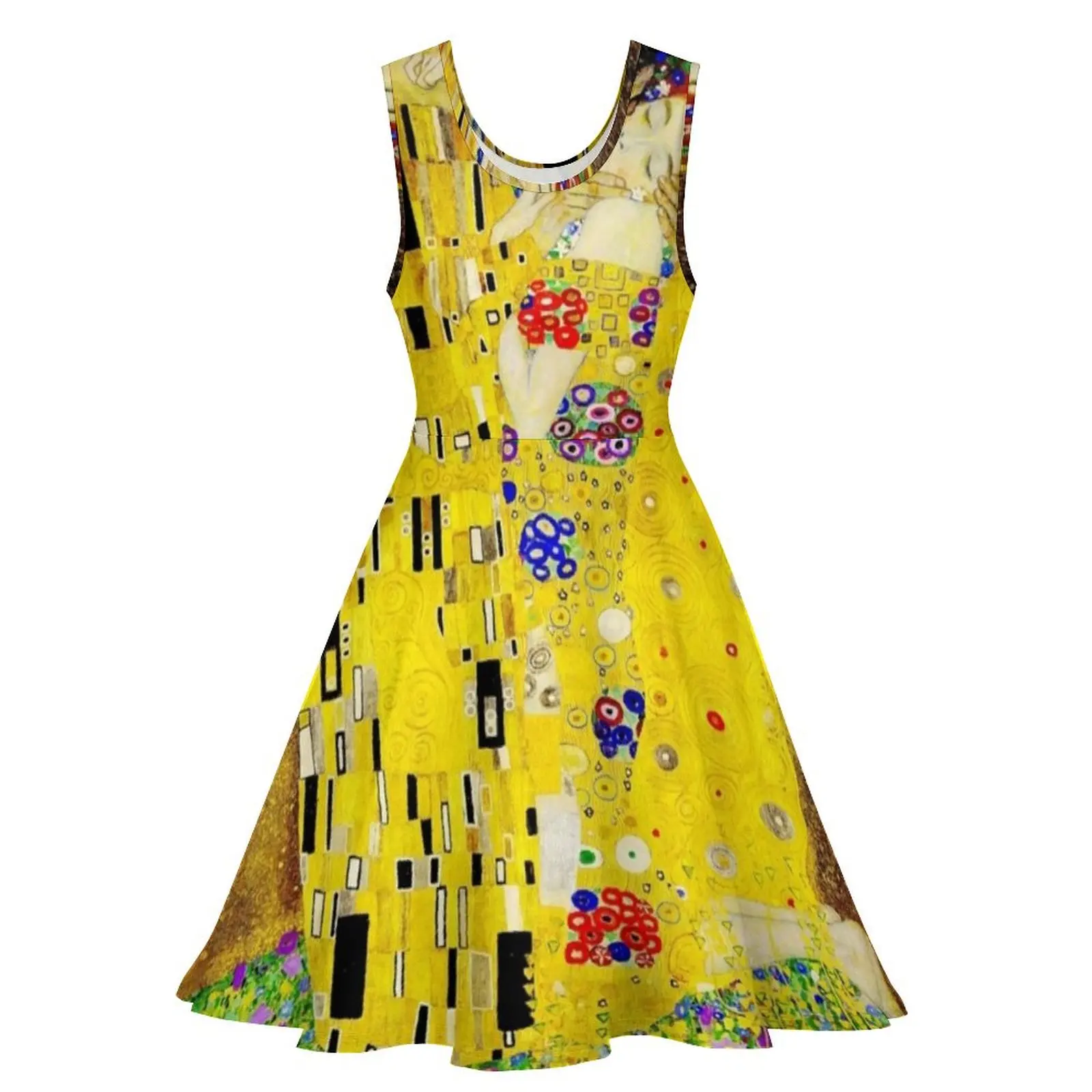 The Kiss by Gustav Klimt Liebespaar - The Lovers Sleeveless Dress women dress women clothes