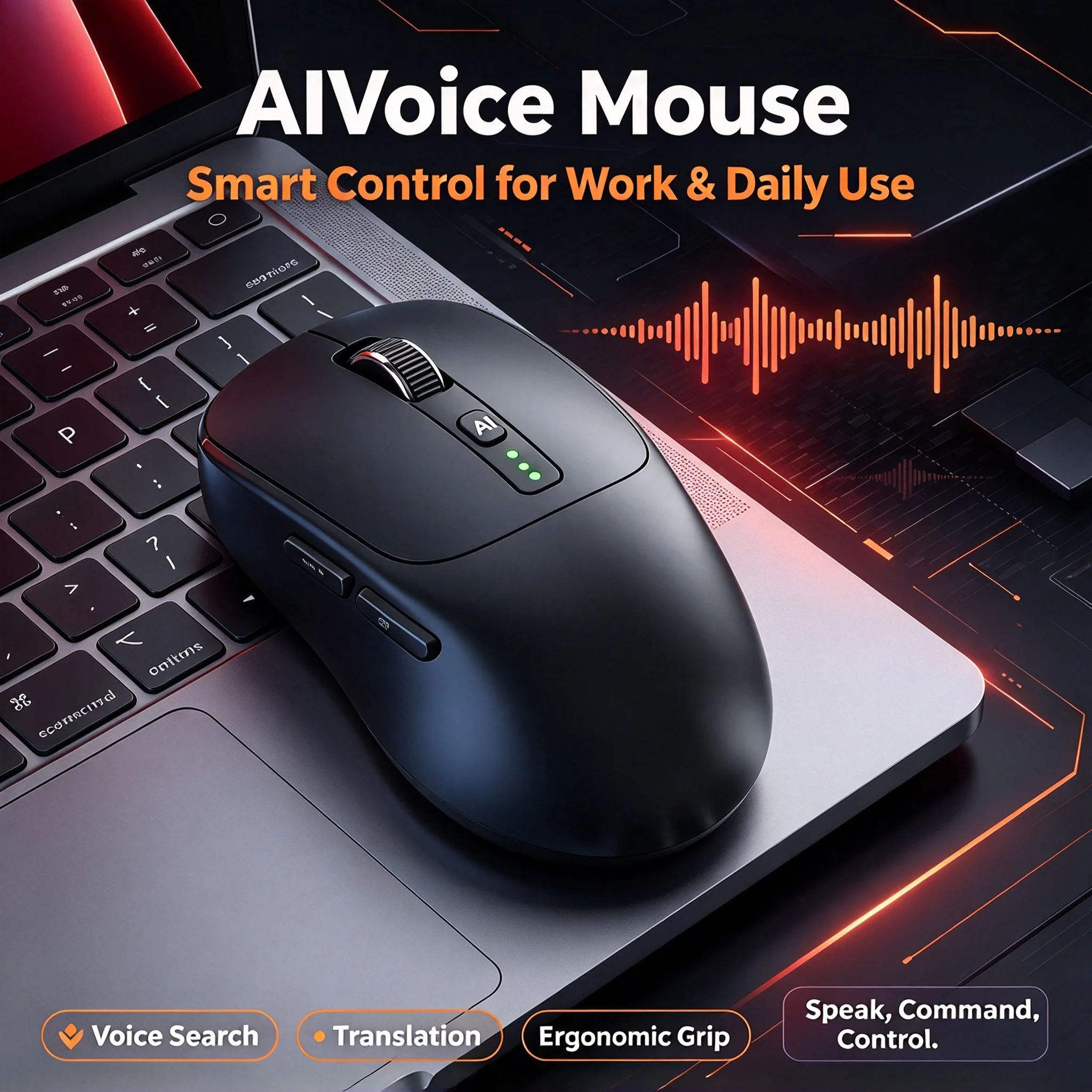 Wireless 2.4G Bluetooth Smart AI Office Mouse Translation Deepseek Business Rechargeable Mouse For PC Computer Laptop Windows