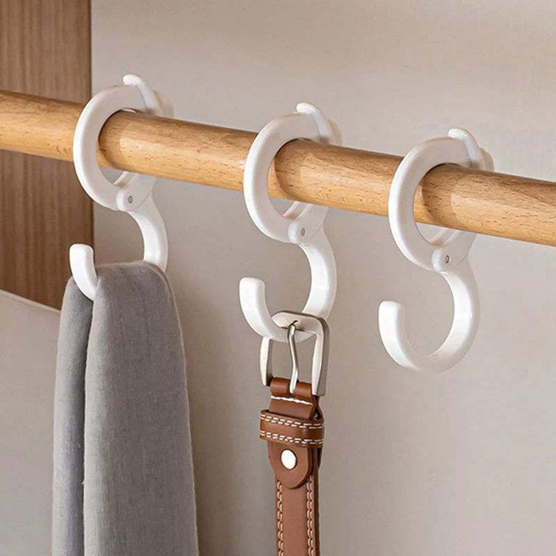 5pcs Windproof Hooks S Shaped Multi-purpose Wardrobe Closet Hook Household Card Position S-hook Ring Buckle With Safety Buckle