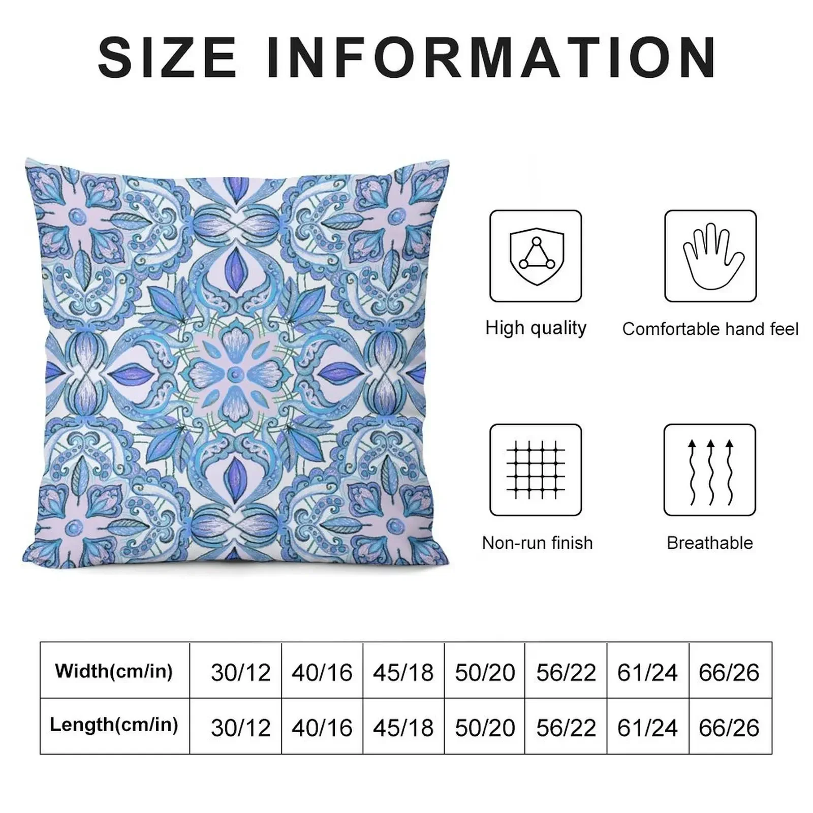 Cornflower Blue, Lilac & White Floral Pattern Throw Pillow Sofa Cushions Sofa Covers For Living Room pillow