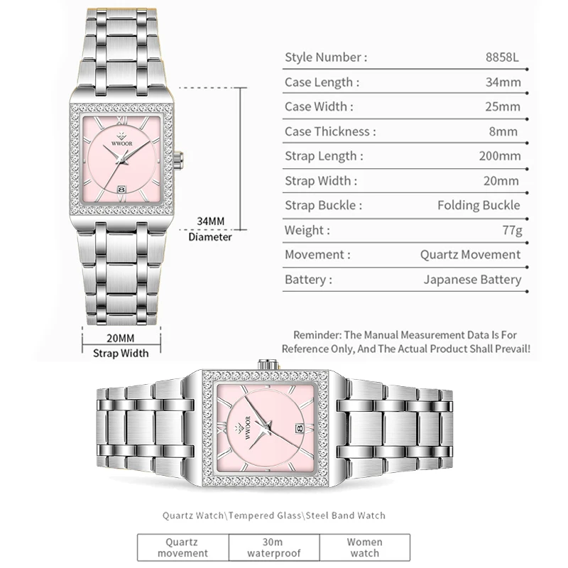 WWOOR – montre-bracelet carrée en diamant pour femmes, marque de luxe, nouvelle collection