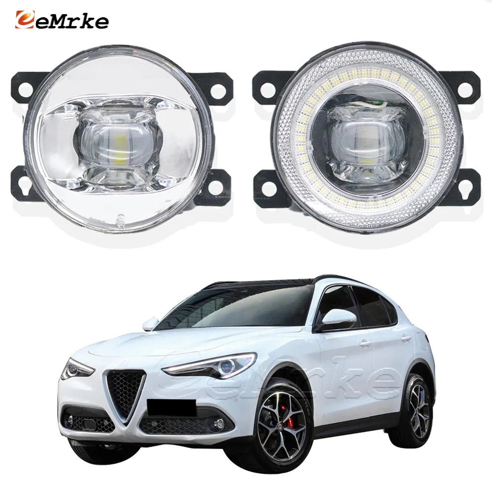 

Led Lights Assembly for Alfa Romeo Stelvio (949) 2017-2022 with Round Fog Lights Daytime Running Lamp Car Angel Eyes DRL Halo