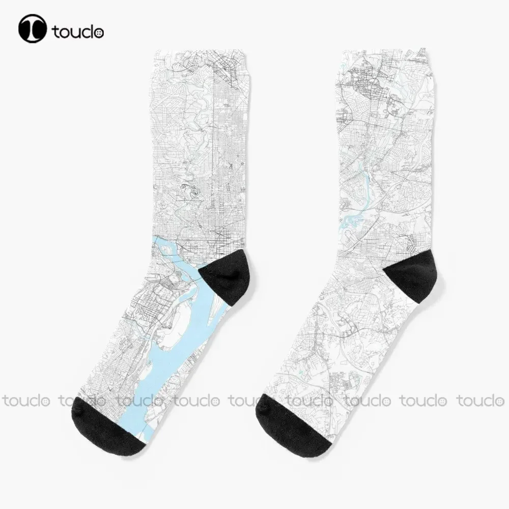 

Washington Dc City Map Usa Socks Black Baseball Socks Personalized Custom Unisex Adult Teen Youth Socks 360° Digital Print