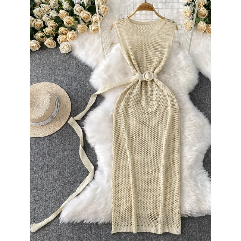 Boho ผู้หญิงฤดูร้อนถัก bodycon ผ้าพันคอชุดลําลอง Hollow OUT Beach Holiday Elegant Tunic PARTY Sheath vestidos