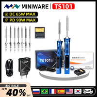 Original TS101 Soldering Iron 90W Mini Thermostat LCD Displays TS100 TS 101 Soldering Iron with PD Plug Tip Set Miniware