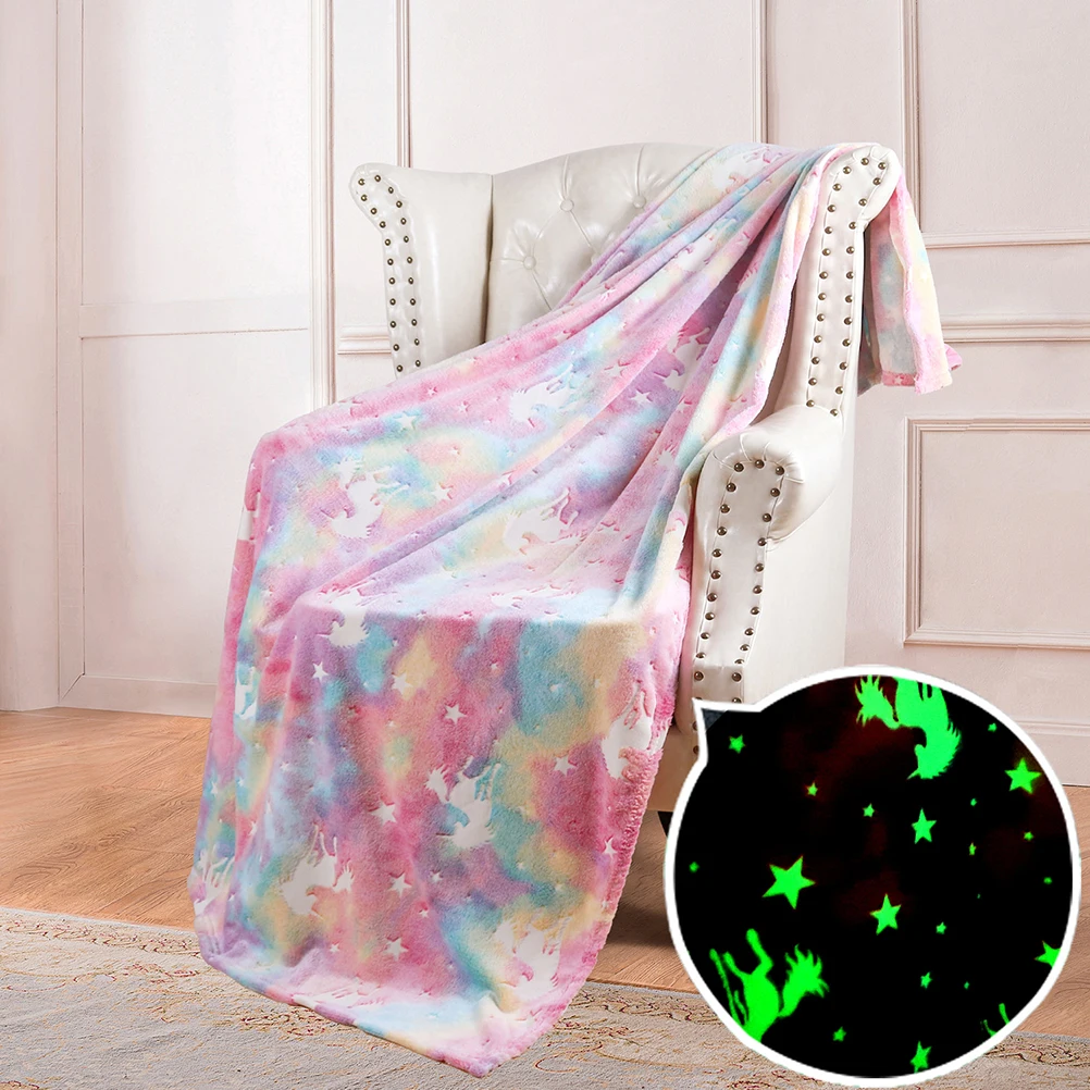 

Glow In The Dark Blanket Luminous Unicorns Blanket for Girls Super Soft Plush Flannel Blanket Christmas Tree Blanket