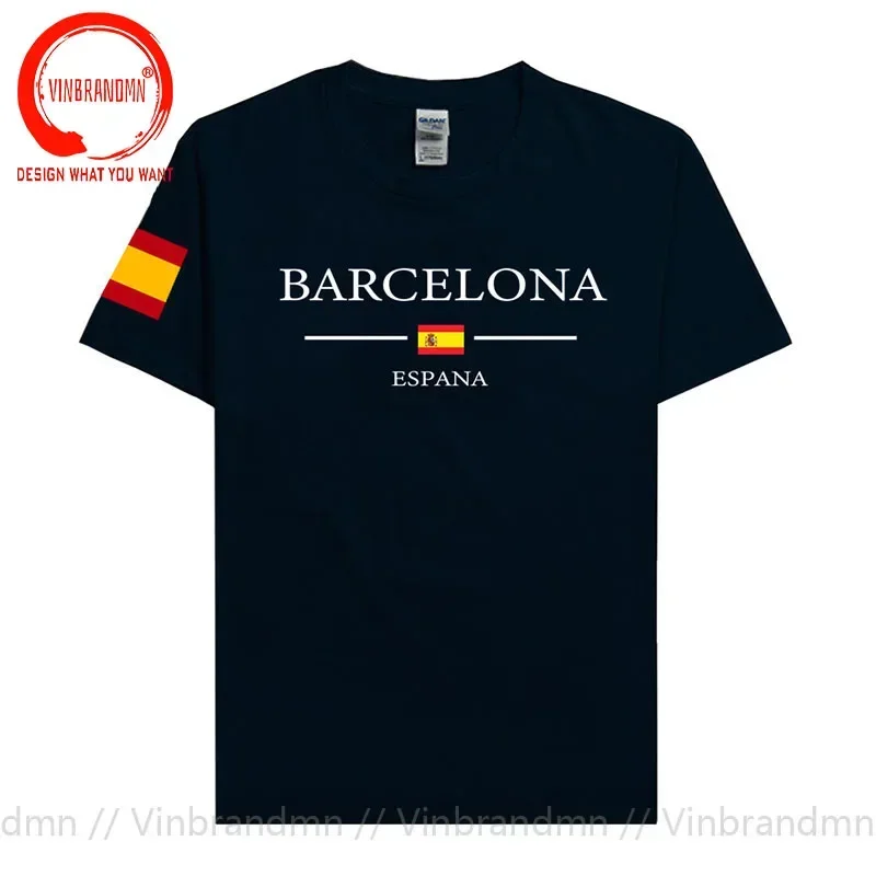 

Простая базовая футболка с принтом испанского флага, мужская футболка высокого качества, Espana Barcelona, модная повседневная футболка, уличная уличная футболка в Испании