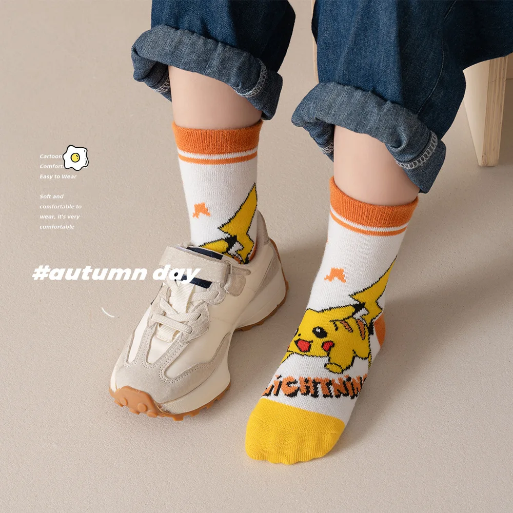 5 Paar Pikachu Kinder socken Kawaii neuen Sommer Cartoon 1-12 Jahre alte Kinder kurze Baumwoll socke für Mädchen und Jungen Geschenke