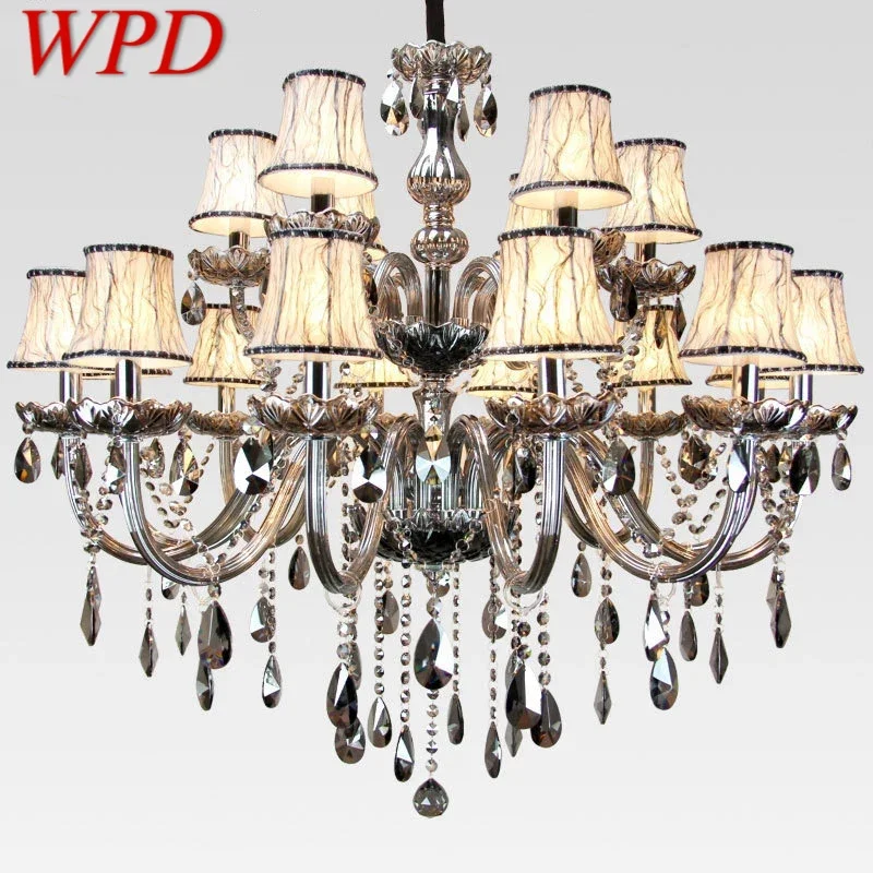 

WPD European Luxurious Crystal Pendent Lamp Smoke Grey Candle Lamp Living Room And bedroom Restaurant Hotel Villa Chandelier