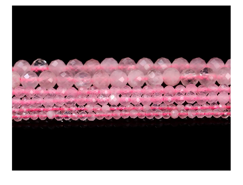 Natürliche facettierte rosa Quarzperlen 2 3 4mm lose Zwischenperlen kleine Edelsteine für Schmuckherstellung DIY Halskette Armband Zubehör – Detail 11