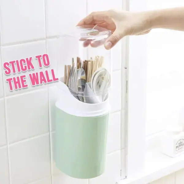 Chopsticks Storage Box Wall-Mounted Cutlery Drain Holder for Spoons Chopsticks Forks