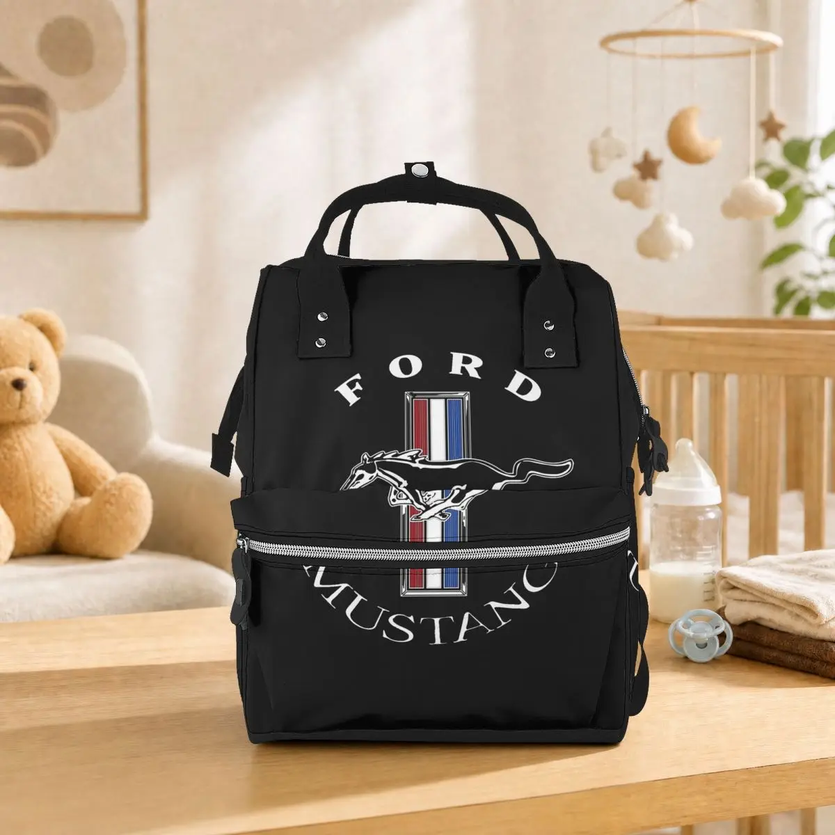 Ford Mustang Logo Colour Student Backpack School Bag Hiking Travel Daypack for Men Women Bookbag Shoulder Bags