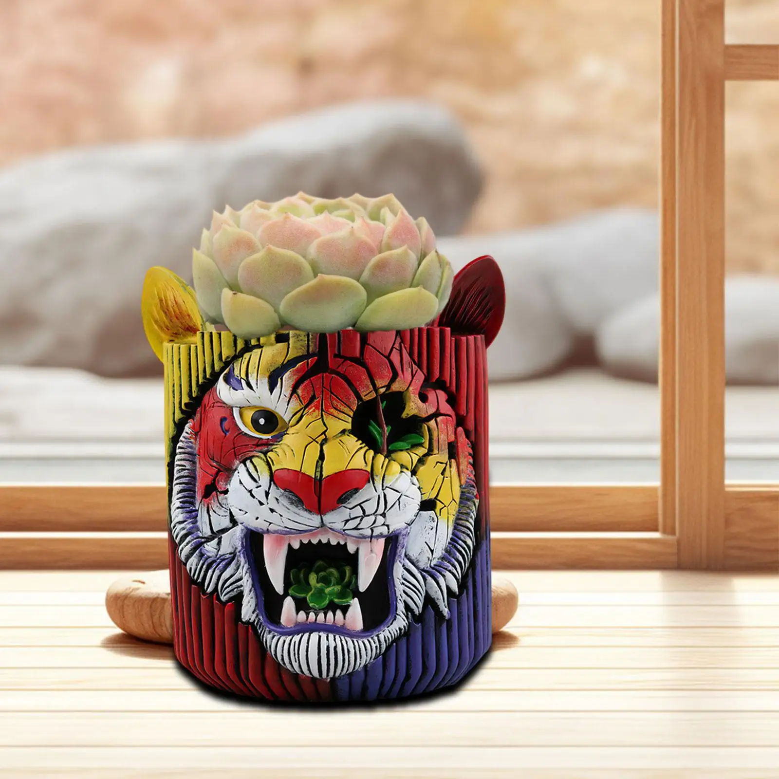 Creative Hand Painted Planter Flower Vase Living Room Container Flowerpot Office Cactus Desk Tiger Head Plant Pot Succulent Pot