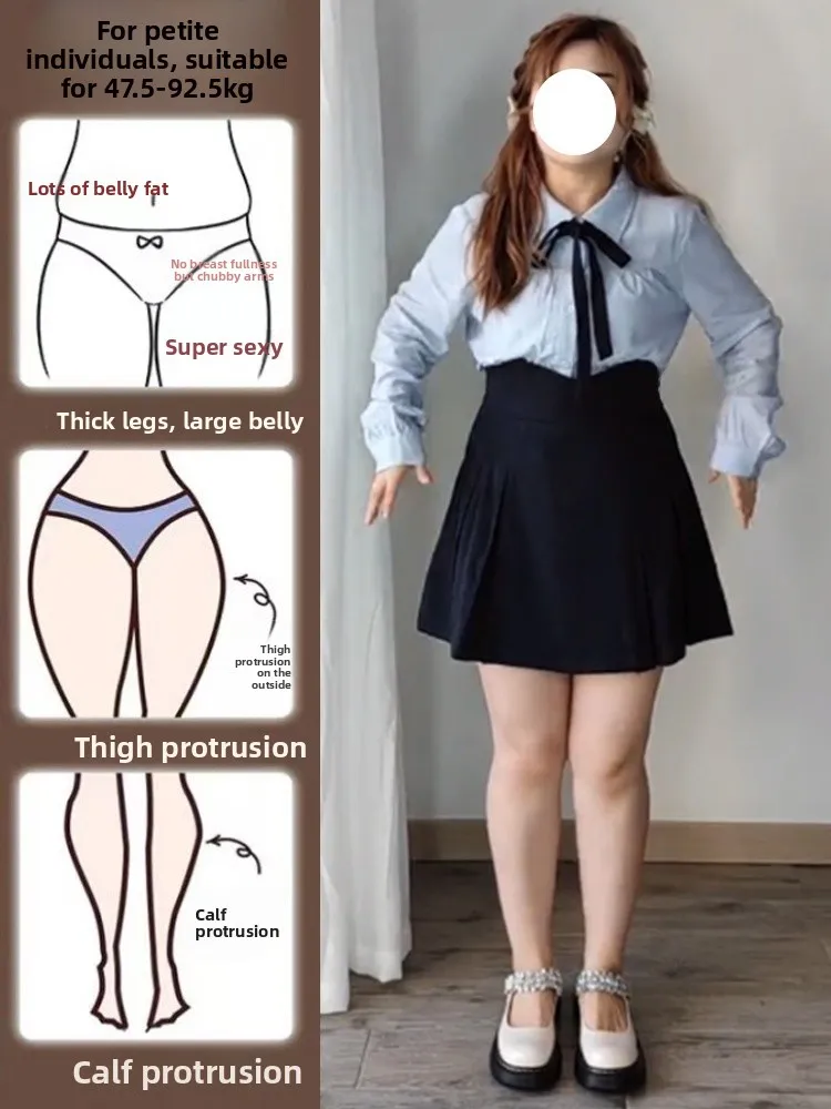 plus Size Women's Sweet And Spicy V-Neck High Waist Woolen  Skirt Spring Anti-Light Checkered Short Skirt Korean Style Co...