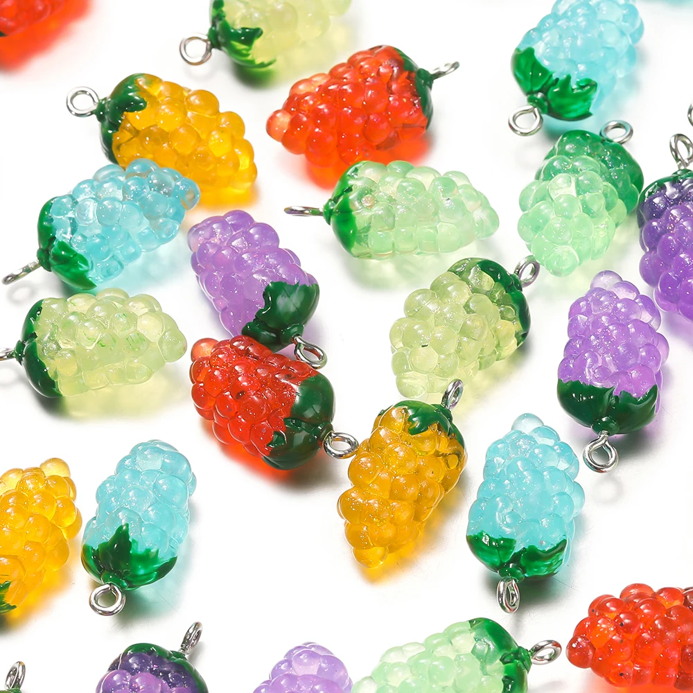 10 pezzi trasparente frutta resina a forma di uva orecchini Charms fai da te moda portachiavi collana ciondolo accessorio per la creazione di gioielli trovare