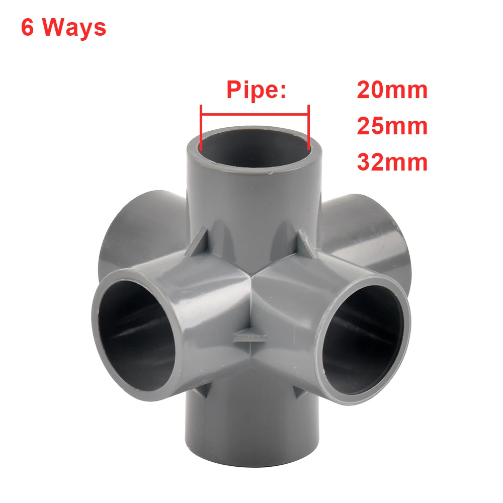 Binnendiameter 20/25/32mm 3-weg/4-weg/5-weg driedimensionale PVC-connector Watervoorziening Buisleidingen Gelijke connectoren