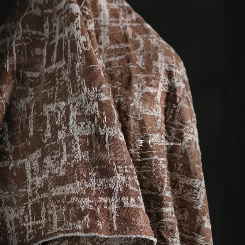 Deep Camel Cross Tattered Jacquard Double-sided Texture Three-dimensional Silhouette Jacket Skirt Clothing Fabric