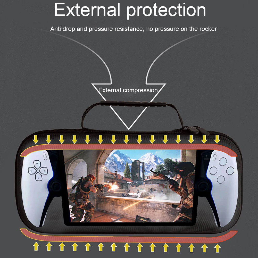 Estuche de transporte de EVA duro, bolsa protectora a prueba de golpes, bolsa de almacenamiento con bolsillo de malla para Sony PS5, PlayStation Portal