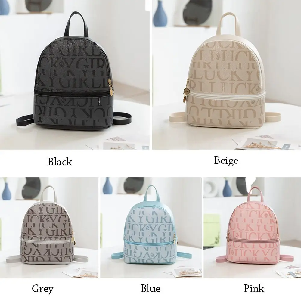 PU Leather Small Backpack Daily Purse Sling Bags For Women Fashion Letter Printed Ladies Back Pack Shoulder Messenger Bag