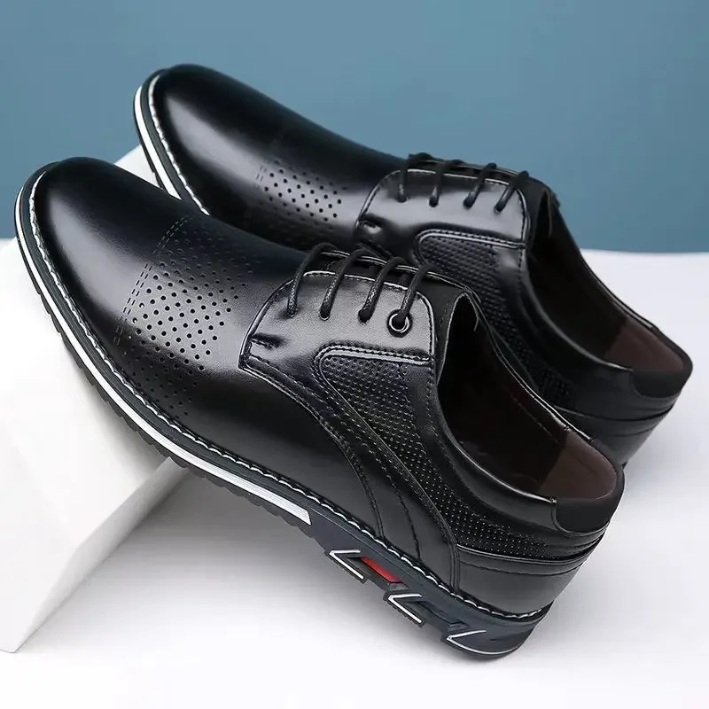 Fashion Black Dress Shoes Mens Business Leather Oxford Social Luxury Shoes Prom Casual Footwear big size 48 49 50 51 52 53