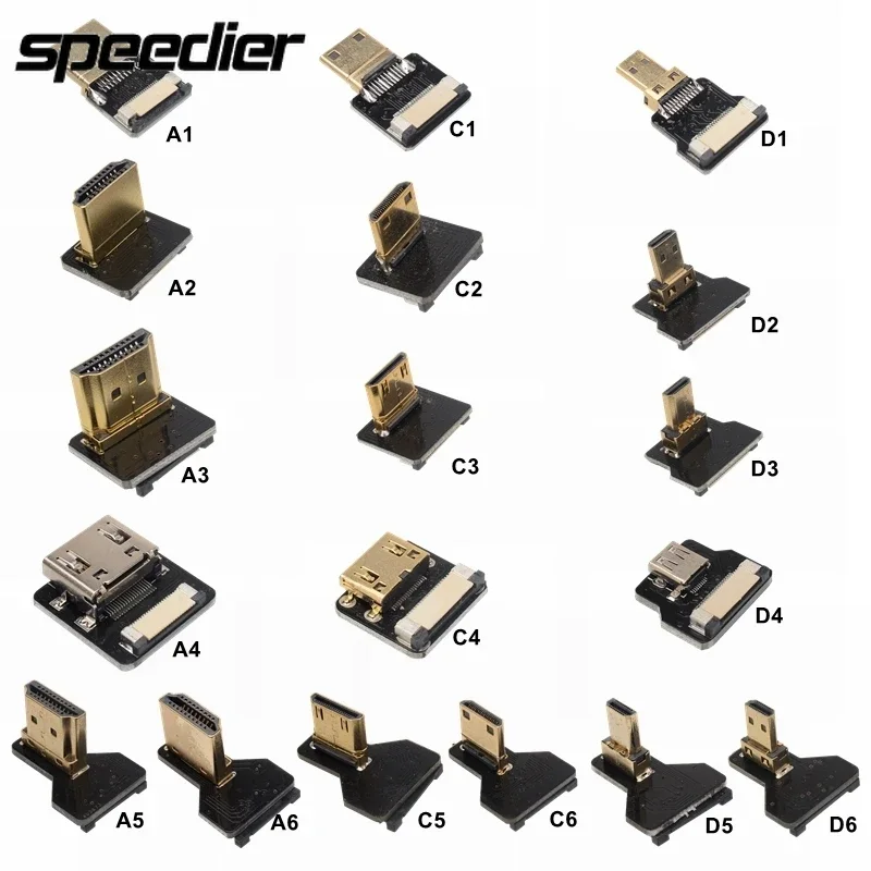 Fpv Hd Type Een Mannelijke Hoek 90 Graden Naar Mini Micro Hdmi-Compatibele Connector Hdtv Ffc Platte Kabel Voor Camera Tv Luchtfotografie