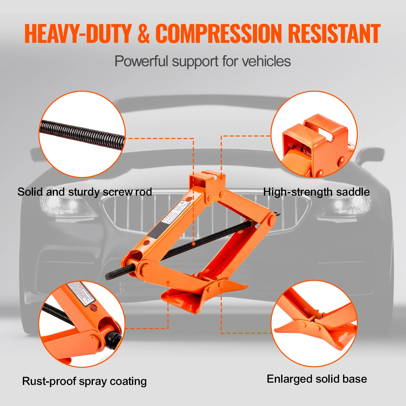 SucceBuy Scissor Jack 2.5 Ton Scissor Car Jack 3.7"-17.1" Lifting Range Scissor Lift Jack Portable Tire Jack for Car Truck SUV