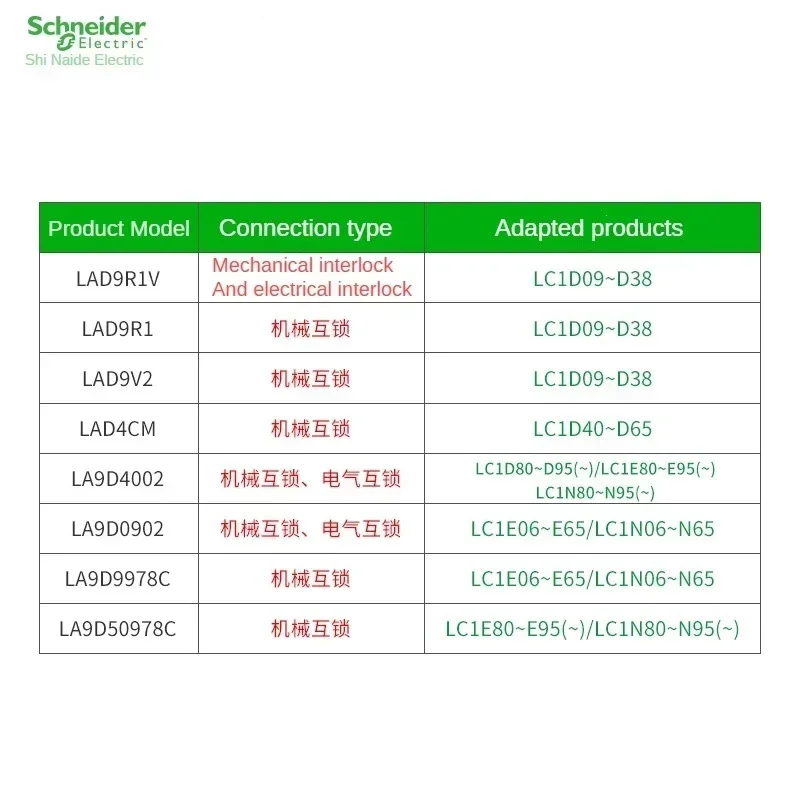 ملحقات قواطع شنايدر وحدة المتشابكة LA9D4002 محول المتشابك LC1D80-D95 المنتج الأصلي