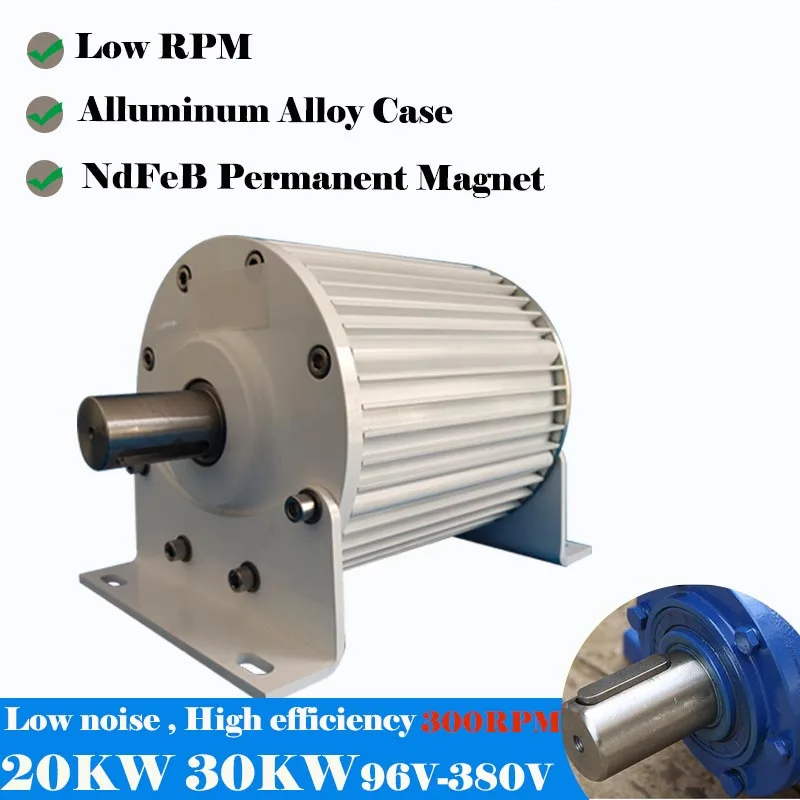 

Low RPM 20000W 30000W 300RPM 96V 110V 220V 380V Gearless Permanent Magnet Generator AC Alternators Use For Wind/Water Turbine