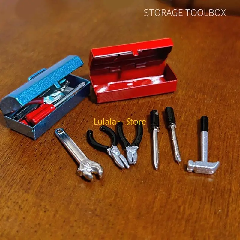 

Y4QA Miniature Toolbox Set Realistic Metal Toolkits For Doll House Craft Project Including Hammer Wrench Screwdriver Pliers