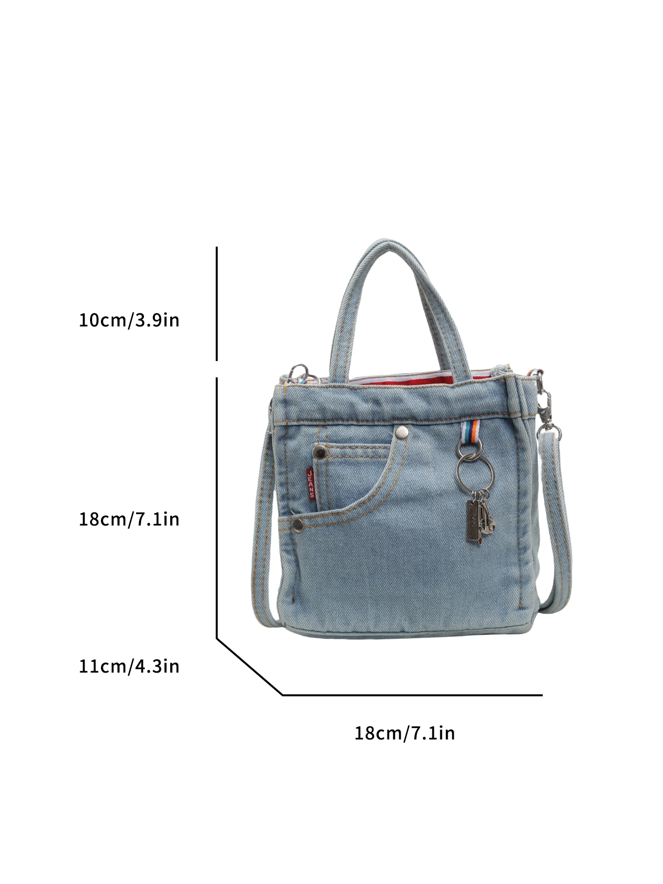 1 solid color washed old denim handbag for women\'s fashion single shoulder crossbody bag