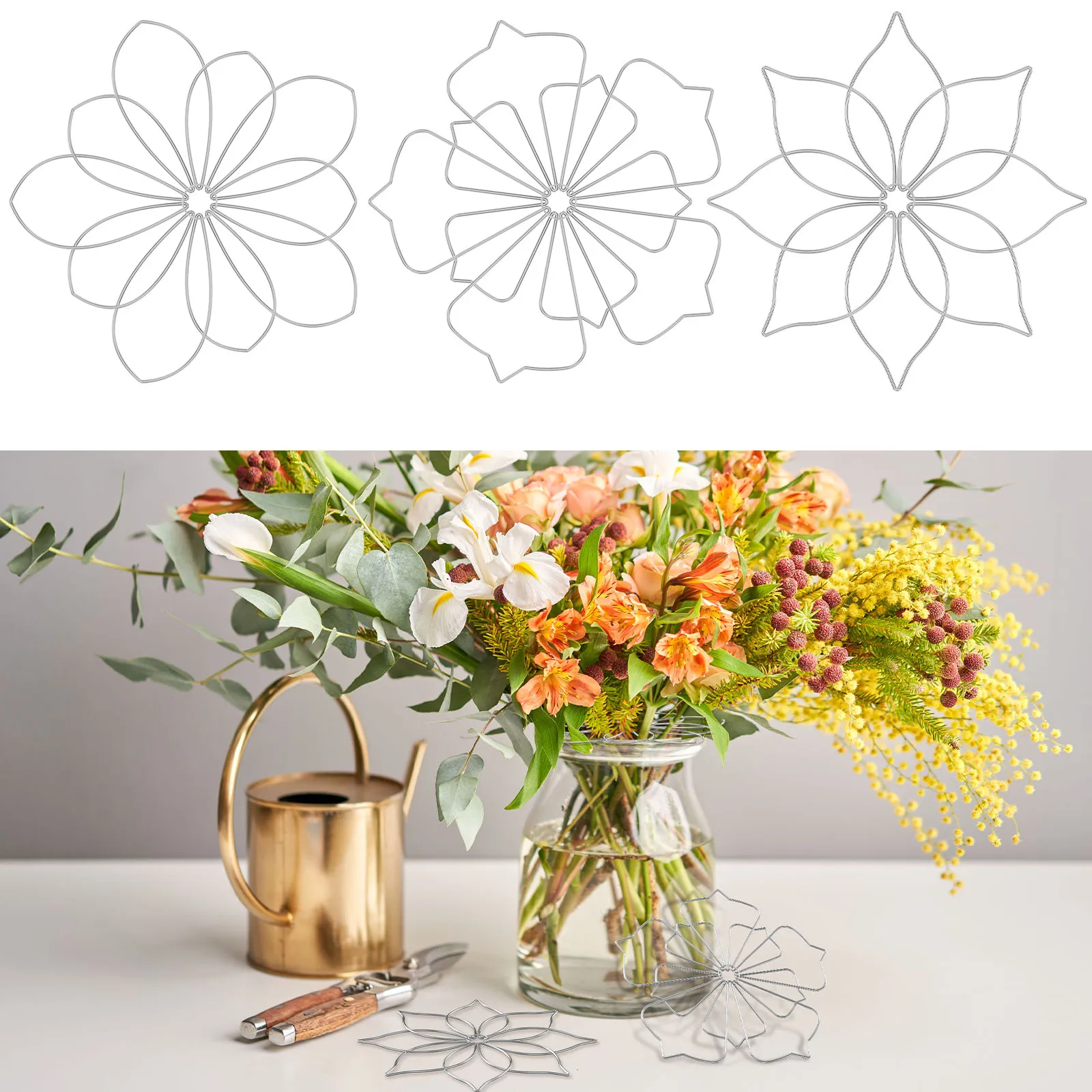 3 Pcs Flower Arrangement Holder 5 Inches Stainless Steel Flower Grid Arranger Metal Floral Insert Lid Reusable Floral Grid