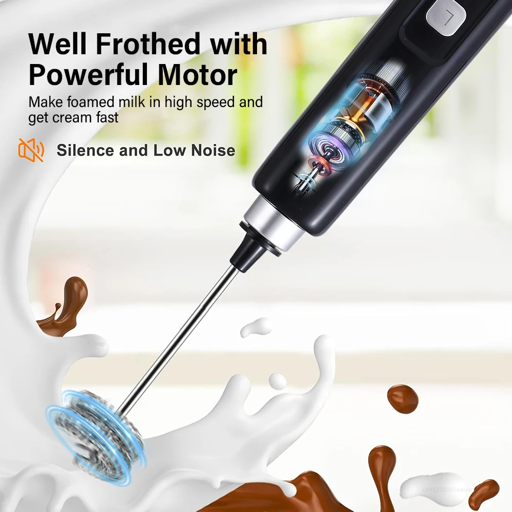 Description Picture 4 of itemElectric Milk Frother Milk Foam Machine Milk Foamer Rechargeable Milk Beater for Cappuccino Coffee Cream Handheld Whisk Mixer