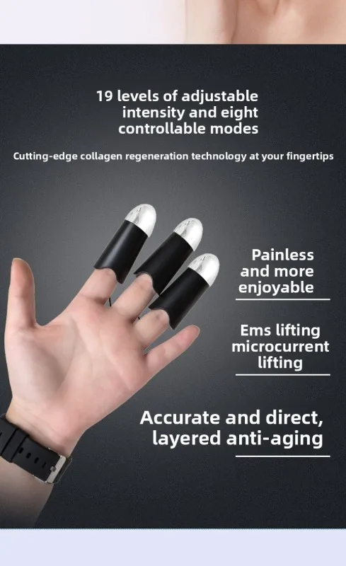 Draagbare Gouden Vinger Schoonheid Instrument Microstroom Gezicht Lifting Apparaat Anti Rimpel Huidverstrakking Gezicht Massage Tool