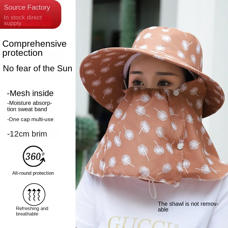 

Women's Outdoor Summer Sun Hat Working Under The Eave UV Protection Tea Sunblock Hat Face Visor Hat M917